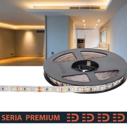 Taśma LED Premium 12V 120led/m SMD2835  9.6W/m 3000K IP20 1000lm/m 8mm CRI80 PL5Y 100m