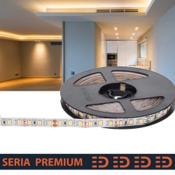 Taśma LED Premium 12V 120led/m SMD2835  9.6W/m 3000K IP20 840lm/m 8mm CRI95 PL5Y 5m