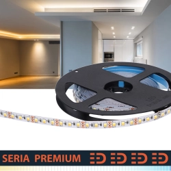 Taśma LED Premium 12V 120led/m SMD2835  8.4W/m CCT 2700-6500K IP20 900lm/m 8mm CRI80 PL5Y 5m