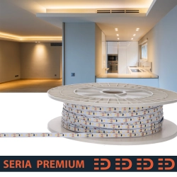 Taśma LED Premium 12V 120led/m SMD2835  9.6W/m 3000K IP20 1000lm/m 8mm CRI80 PL5Y 1m