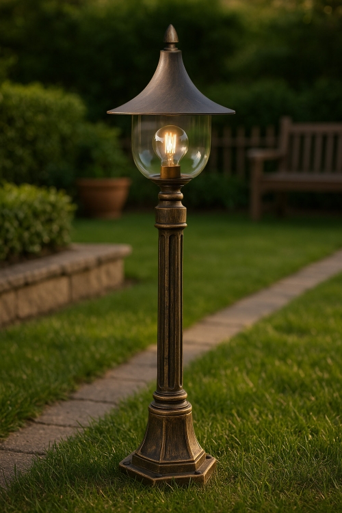 Lampa ogrodowa stojąca K-8129 CZARNY/ZŁOTY z serii BOSTON
