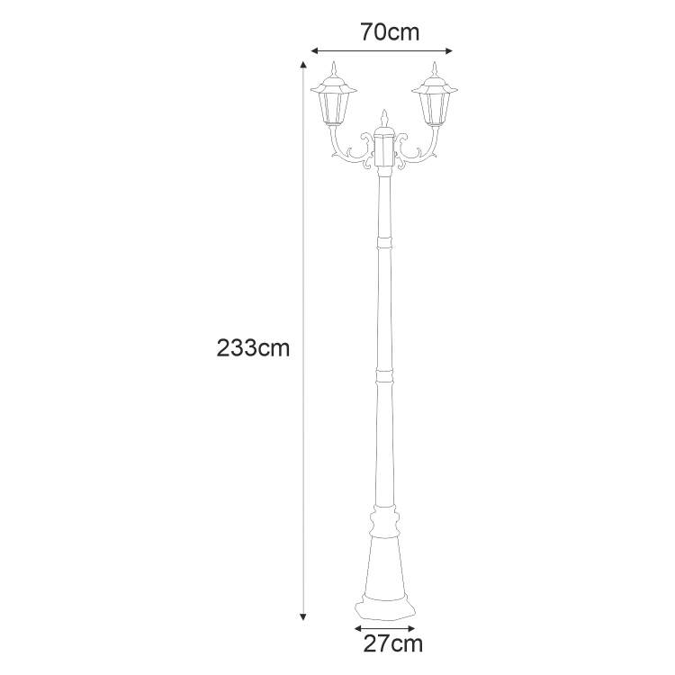 Lampa ogrodowa stojąca K-7064A2/2 CZARNY z serii STANDARD