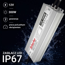 Zasilacz led hermetyczny 12V 300W         Scharfer 7Y