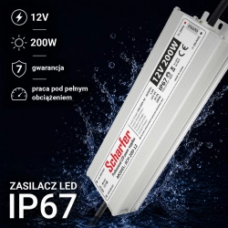 Zasilacz led hermetyczny 12V 200W         Scharfer 7Y