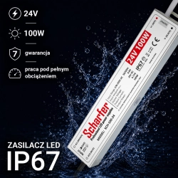 Zasilacz led hermetyczny 24V 100W         Scharfer 7Y