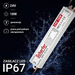 Zasilacz led hermetyczny 24V   18W        Scharfer 7Y