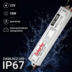 Zasilacz led hermetyczny 12V   18W        Scharfer 7Y