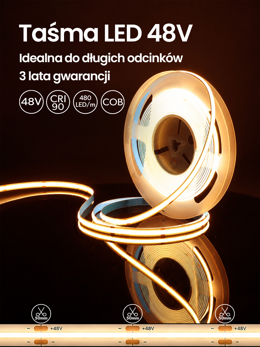 taśma led cob 48V prescot